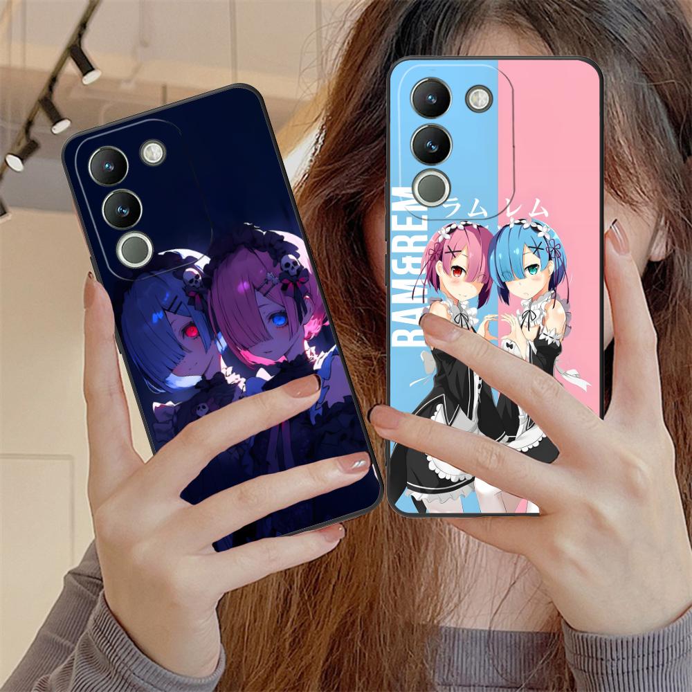 ReZero Рем Рам Матовый ТПУ Чехол для Мобильного Телефона для VIVO Y77 76 75 74 73 72 58 56 55 51 50 38 36 Y19 Y18 Y03 Y01 5G Цветная Крышка