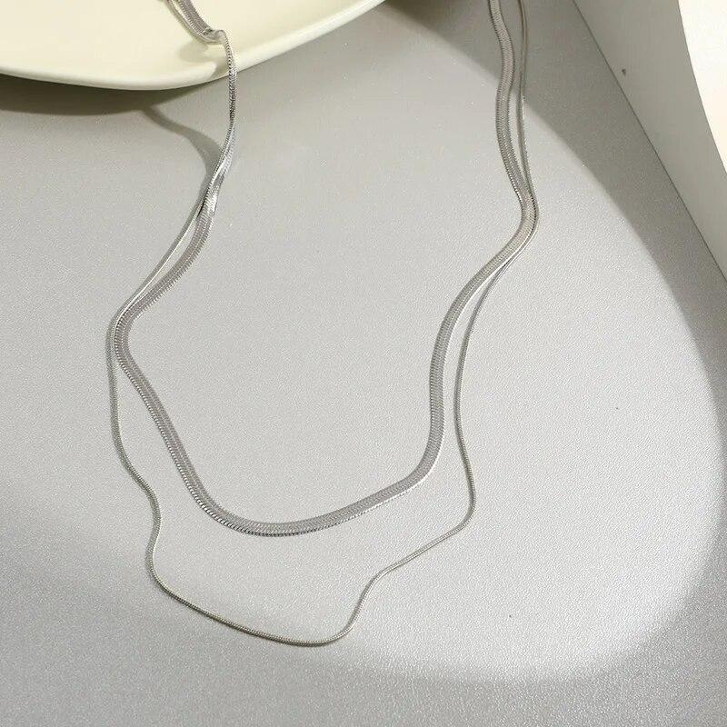 Двухслойное ожерелье из змеиной кости для женщин, золотого цвета, серебряного цвета, роскошные нишевые ожерелья, новые женские ювелирные аксессуары