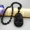 Обсидиановый камень Будда бусины цепочка ожерелье имитирует нефрит буддизм бодхисаттва амулет талисман ювелирные изделия для женщин мужчин защитить удачу