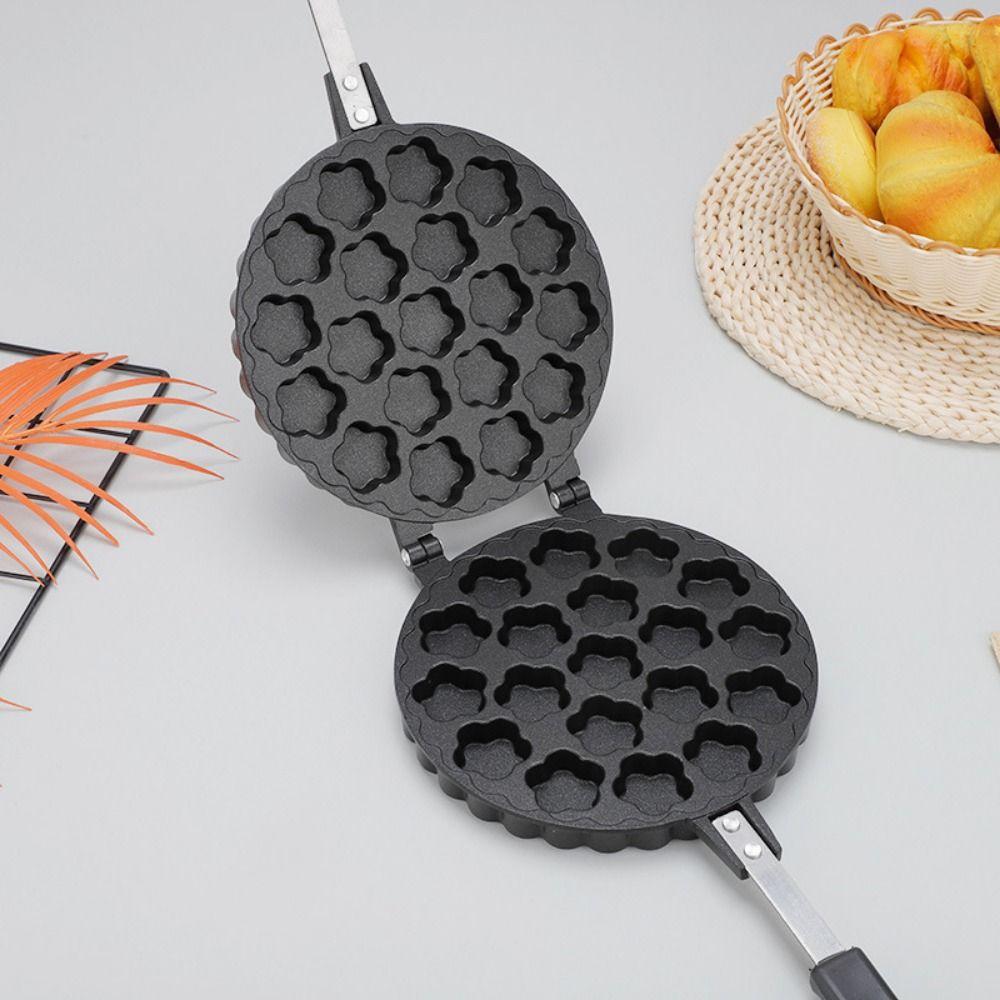 Double-Sided Bubble Waffle Maker Long Handle Egg Waffler Iron Plum Blossom Cake Mold Home Bakery