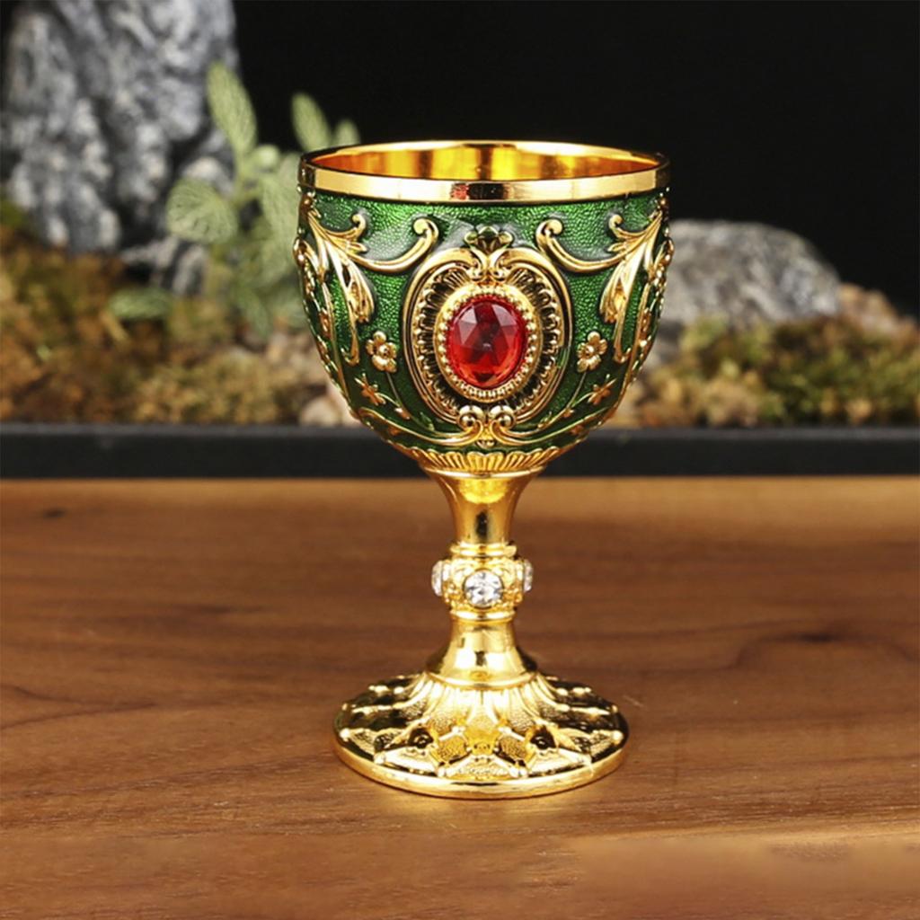 Home Retro Metal Small Wine Cup With Embossed Style Luxurious Whiskey And Red Wine Glass Suitable For Festive Parties