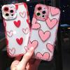 Милый Розовый Чехол-Сердечко для iPhone 11 12 13 14 15 Pro Max Mini XR XS X 7 8 14 Plus Модный Прозрачный Мягкий Задний Чехол