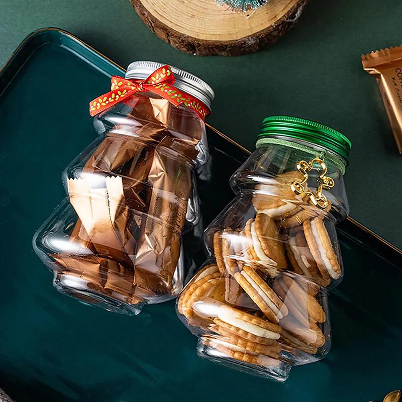 500Ml Christmas Tree Snowman Sweet Jar Candy Cookie Storage Box Juice Chocolate Gift Packing Diy Container New Year Decor Bottle