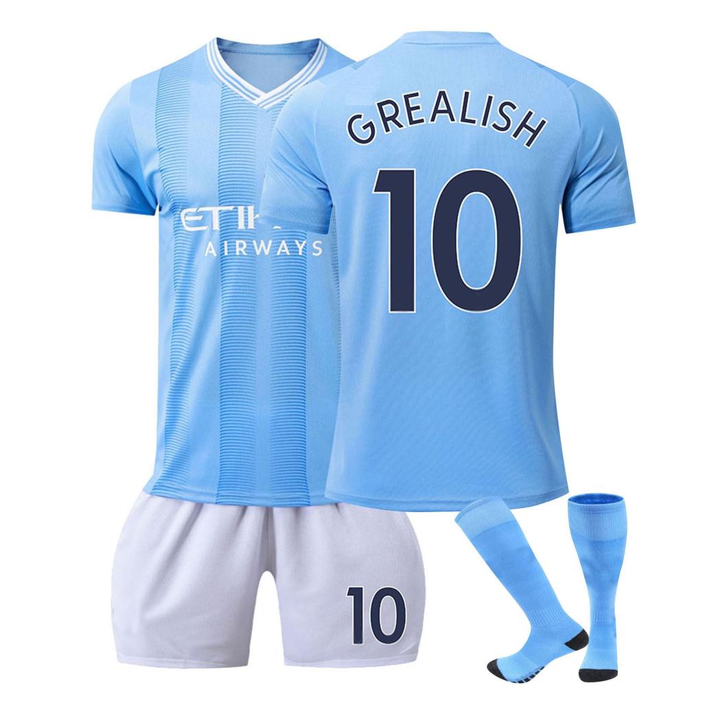2324 Manchester City Home Football Jerseys Short Pantyhose Set New Season Short Pantyhose Children'S Size Set