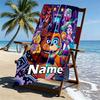 Custom Name Personalized Five Nights at Freddy's Print Beach Towel, for Trip Camping Beach Party Home Decor, Birthday Gift for Family & Friends