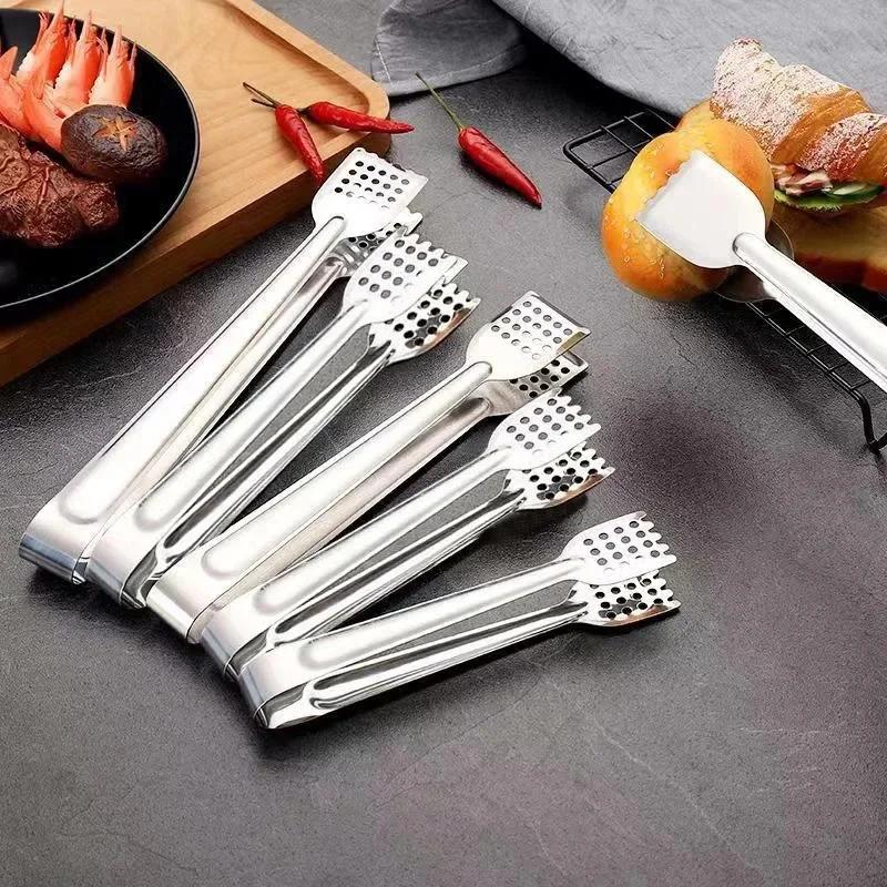 Щипцы для еды из нержавеющей стали, кухонные щипцы для барбекю, приготовления пищи, сервировки шведского стола, зажим для посуды, утолщенный зажим для стейка, щипцы для хлеба и еды