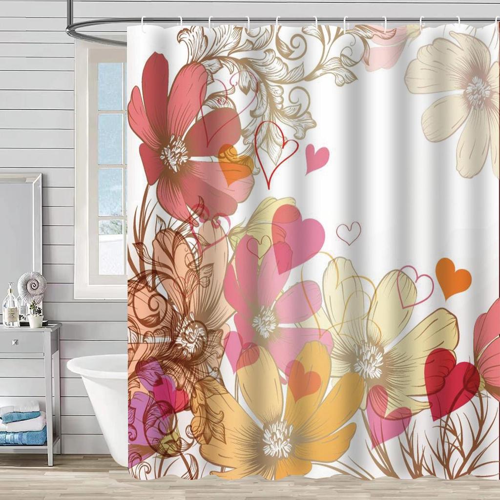 Европейские Цветы, Птицы, Растения Шторка для Ванной Водонепроницаемая Шторка для Душа 3D Печать Декор для Ванной Комнаты с Крючками Экран для Ванной