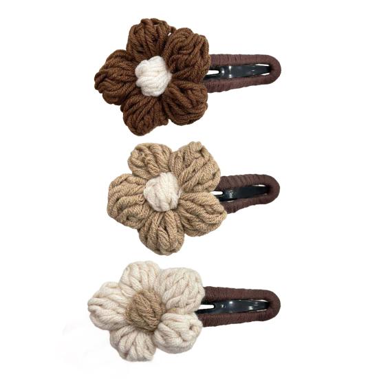 Yousheng Women Hair Clip Hand-Woven Knitting Flower Decor Hair Pin with Soft Yarn Multi-Purpose Hairpin Hair Accessories