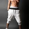 Men Joggers Capri Trousers Summer Drawstring Breathable 3/4 Long Pants Elastic Waist Casual Fitness Sweatpants