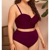 Push Up Bikini Plus Size Swimsuits for Curvy Women Strap Backless High Waist Sexy Swimwear Solid Bathing Suit