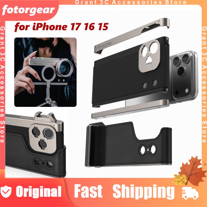Ретро Фото Набор Fotorgear Для iPhone 17 Pro/ Pro 16 15 Max Чехол для Телефона на Креплении-Т с Адаптером для Фильтра 67 мм Холодный Башмак Ремешок