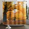 Осенний лес Натуральная сцена Занавеска для душа для ванной Осенний клен Растения Сельский пейзаж Тыква Водонепроницаемая занавеска для душа