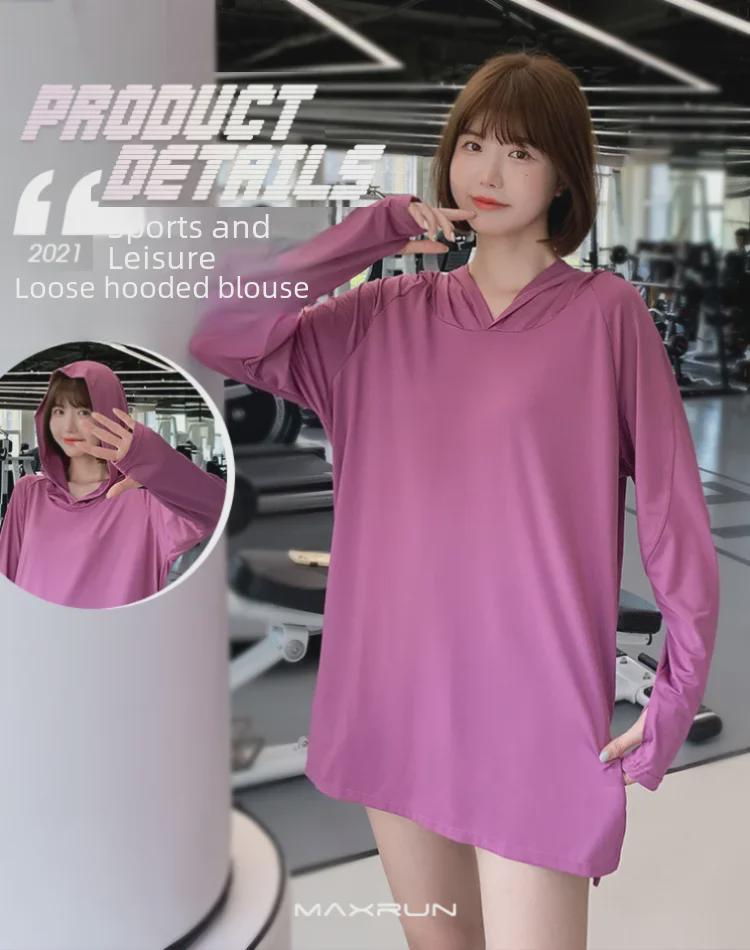 Женская спортивная одежда для йоги больших размеров с капюшоном: Футболка облегающего или свободного кроя для фитнеса и бега