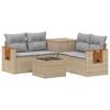 Sofa Set 6 Pieces Beige and Light Gray Poly Rattan and Steel