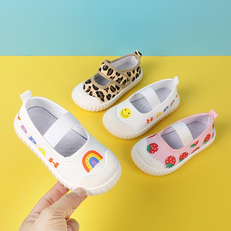 Детсадовские комнатные маленькие белые туфли 2025 весна и осень новые неглубокие на резинке туфли-одинарки на мягкой подошве парусиновые туфли