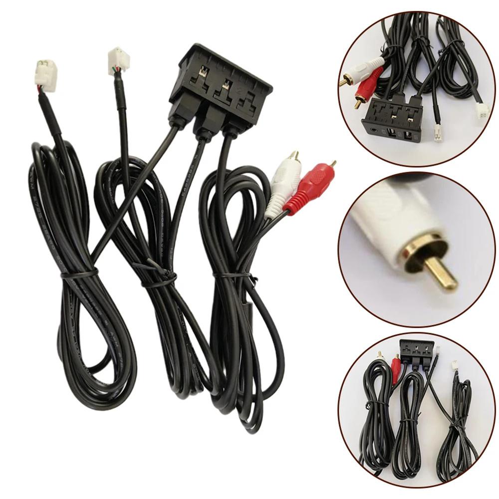 Car Navi USB+RCA Input AUX Port Panel Interface Extension Cable Adapter Panel