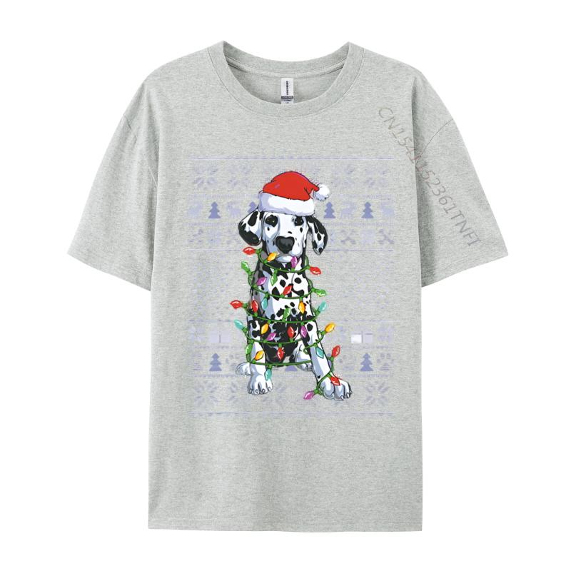 Vintage T Shirts Faddish Funny Dalmatian Dog Lover Santa Hat Ugly Tshirt Cotton Adult Tops Tees Graphic Tees