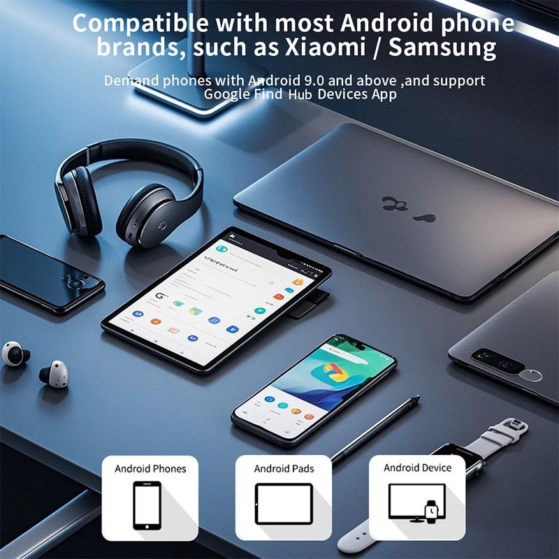 Перезаряжаемый пульт дистанционного поиска трекера Работает с Android Google Find Hub Поиск ключей Умная метка для устройств Xiaomi Samsung Локатор