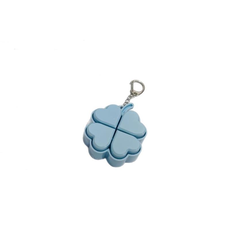 Four Leaf Clover LED Keychain Clickable Stress Relief Fidget Toy Durable Backpack Charm for Outdoor Travel Use