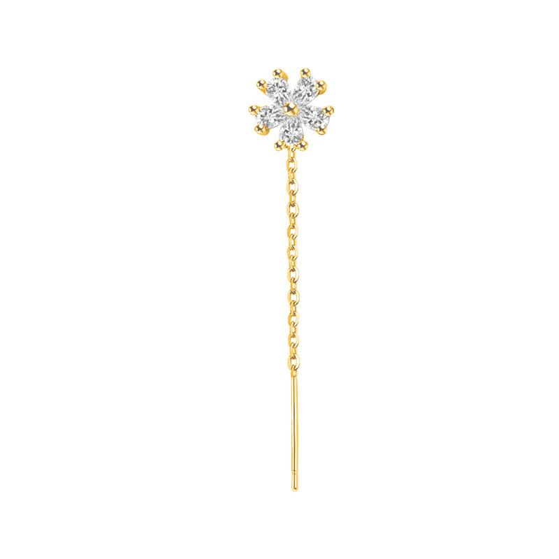 Серьги-цепочки для ушей Flash Diamond Flower Earline Female Internet Celebrity Little Fresh Celebrity Style Short Daisy Five-Pleptic Flower Fringed