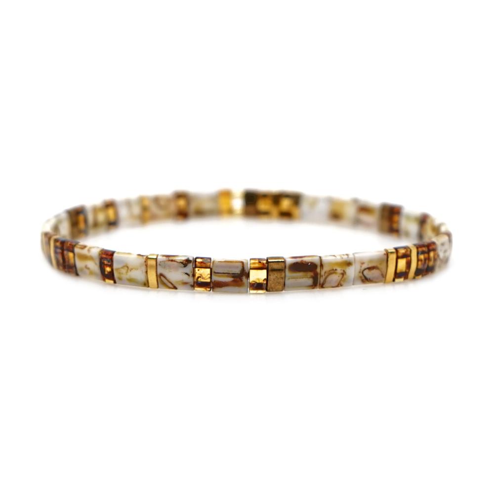 Ximang Ximang Bracelets for Women Gift Jewelry 2021 Retro Style Stone Color Stretchy Band Jewellery Tila Bracelet Factory Price