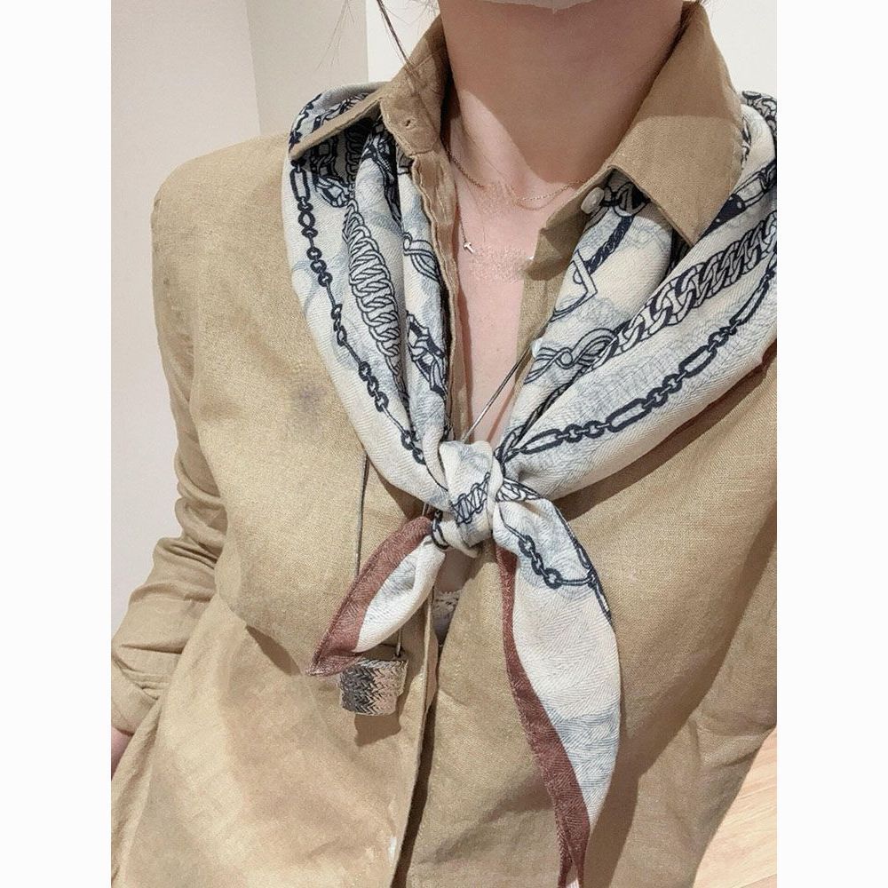 Fashion retro square scarf literary new decorative scarf headband versatile shawl scarf autumn high-end silk scarf women