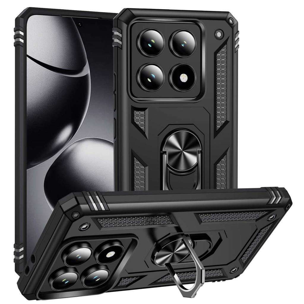 Противоударный складной чехол-броня для Xiami Mi 14T Pro с подставкой-кольцом