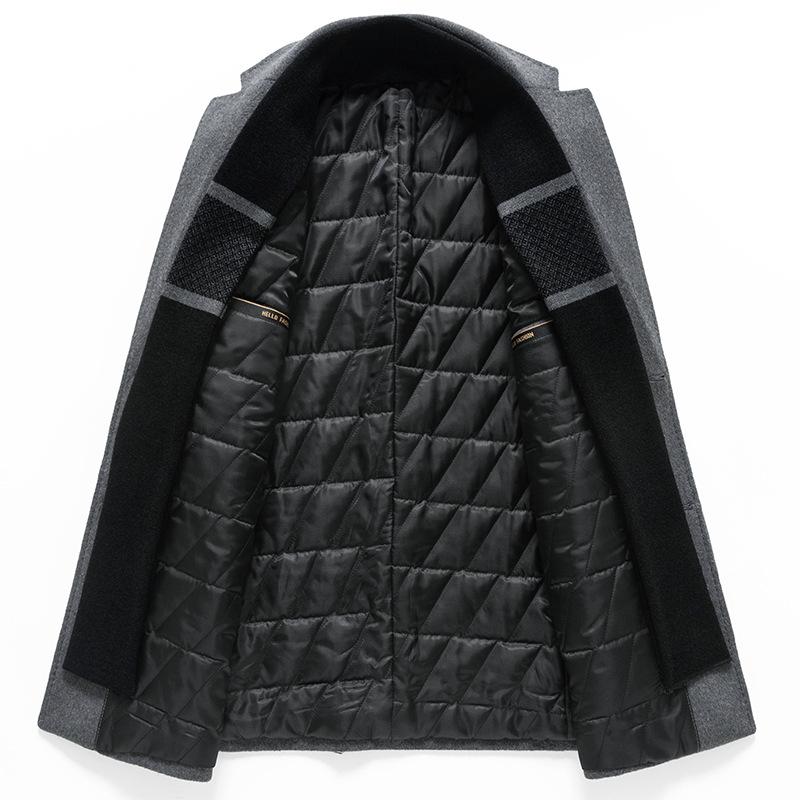 Autumn and Winter Men's Woolen Coat Medium and Long Scarf Collar Business Casual Cotton Woolen Coat Men's Coat