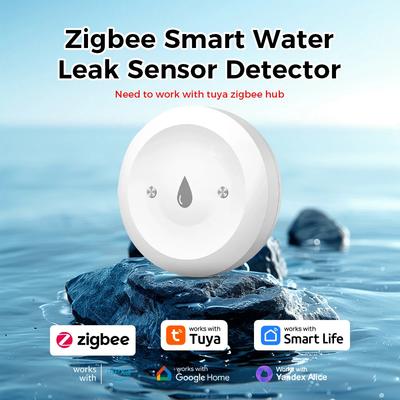 Умный датчик протечки воды Tuya ZigBee, детектор затопления, водонепроницаемая сигнализация перелива с мониторингом в реальном времени через приложение, удаленный монитор для кухни, ванной комнаты, шлюз Smart Life