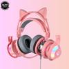 Cat Ear Glowing Gaming Headphones For Pc Computer Gaming Headsets With Microphone Noise Cancel Wired Usb 3.5mm For Ps4/xbox One