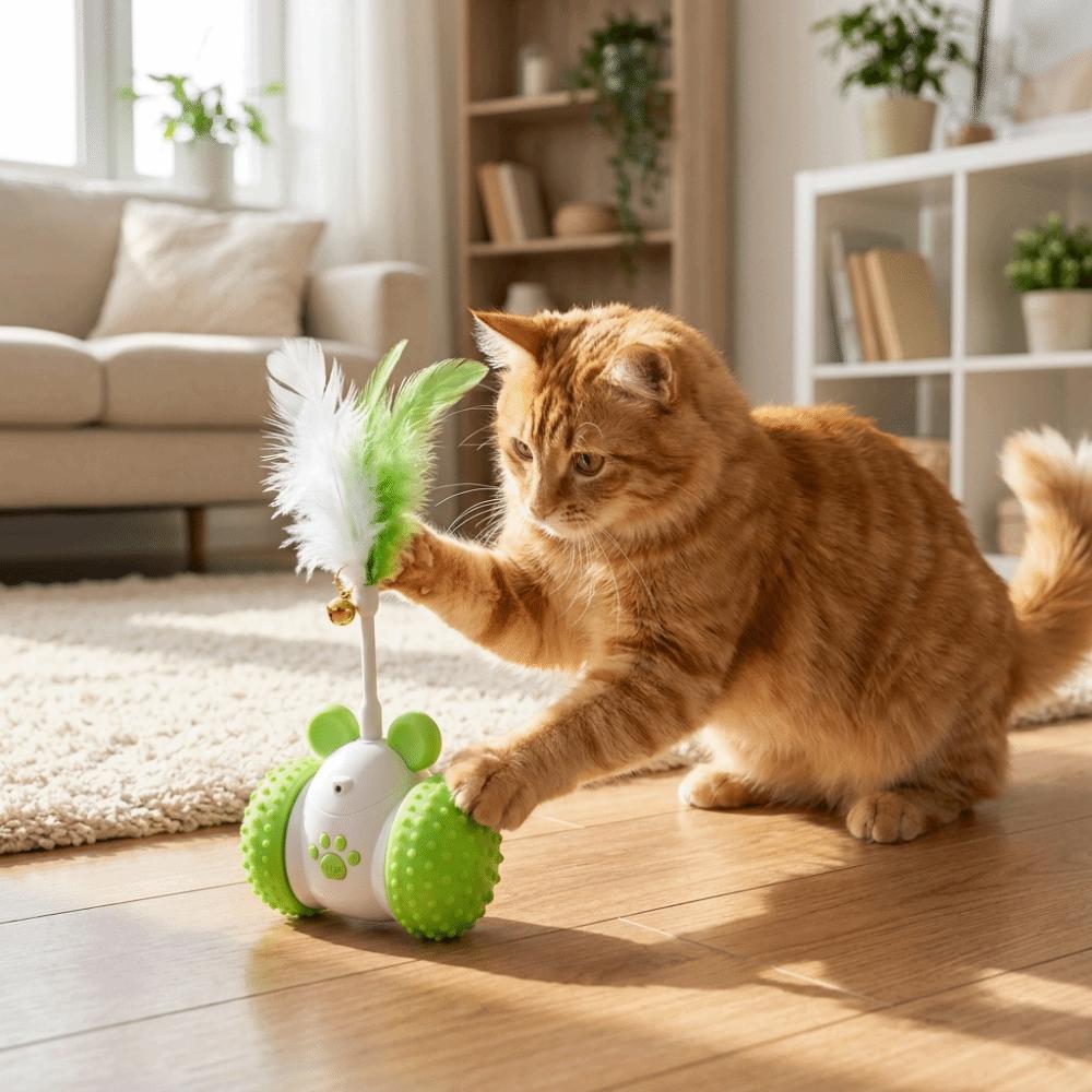 2 Play Mode Electric Racing Car Cat Toy USB Rechargeable Interactive Pet Toy Cat Training