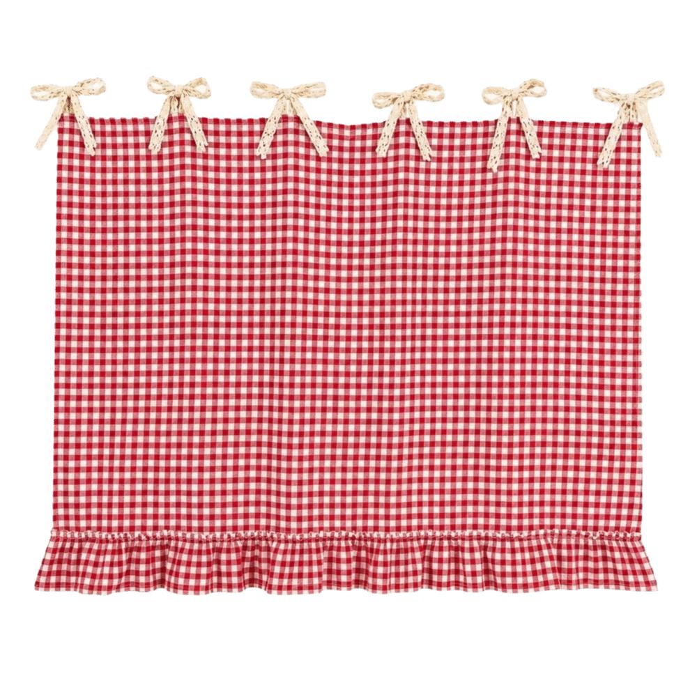Printed Pattern Xmas Oven Decor Curtain Ribbon Ties Kitchen Decor Protective Curtain Home Party