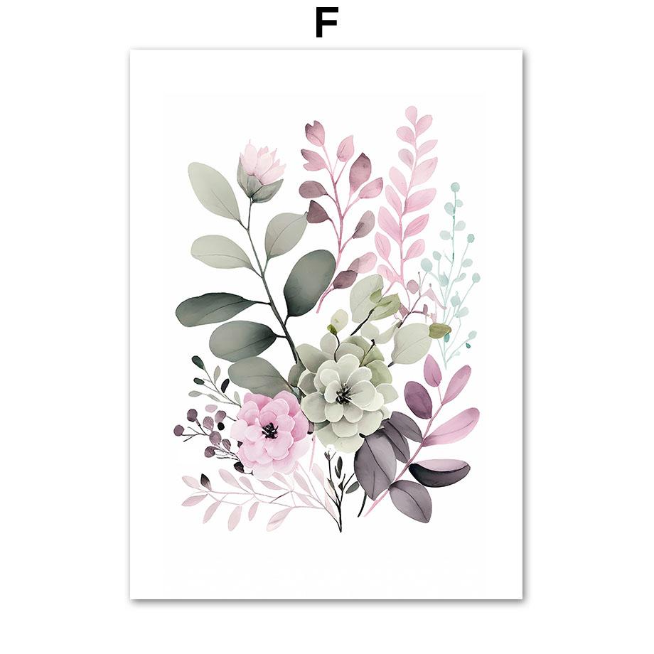 Розовый кролик для девочек, имя цветка на заказ, настенное искусство для детской комнаты, печать на холсте, картина с кроликом, постер, мультяшная картина для декора детской комнаты