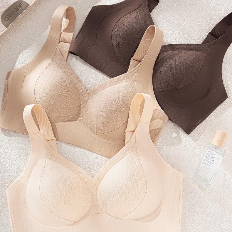 Seamless Bra Women's Jacquard Soft Support Lift Bra Gathering Bra Lace-holding Underwear Push Up Bra