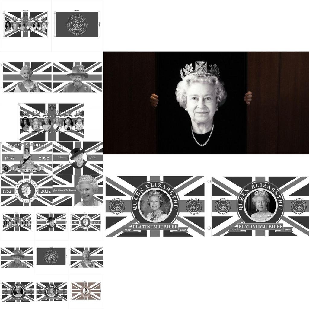 Elizabeth Ii Queen Mourning Flag Polyester Fabric For Tribute And Memorial Display