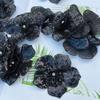 2Pcs Black White 3D Beaded Lace Patches Sequins Flower Clothing Patch Decoration Applique