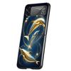 Ocean Animal Dolphin Hard PC Phone Case For Samsung Galaxy Z Flip 6 5 4 Black Cover For Galaxy Z Flip 3 Foldable Shockproof Capa
