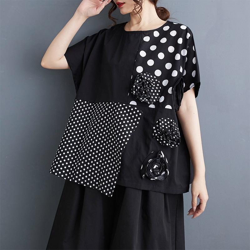 Большой размер с короткими рукавами, черная хлопковая повседневная свободная летняя футболка, топы, женская футболка