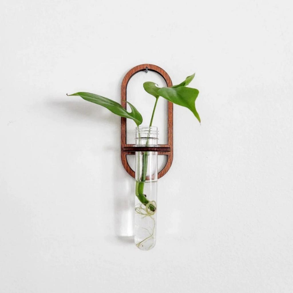 Plant Propagation Station Wall Hanging Wooden Plant Terrarium for Hydroponics Home Office Decor Test Tube Propagate Air Plant Cutting Holder