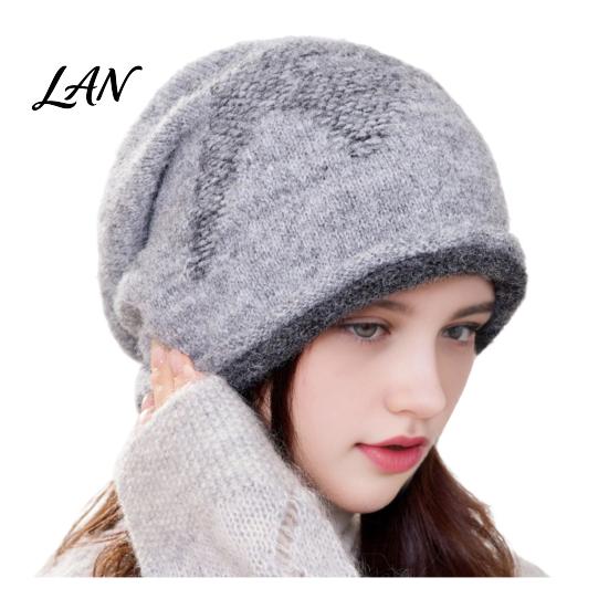 Slouchy Hat for Women Winter Hat, Retro Jacquard Star Knit Cap, Rolled Casual Outdoor Travel Edge, Warm Fashion Grunge Skiing Skating Snowboarding