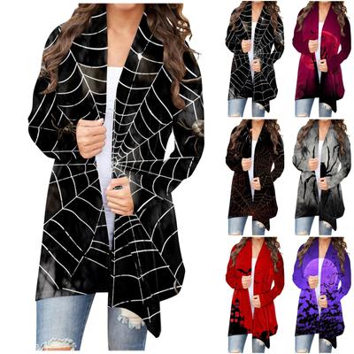 Женская модная повседневная куртка-кардиган средней длины с цветочным принтом, пальто