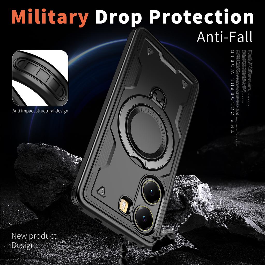 For Xiaomi Poco X7 Pro 5G/Redmi Turbo 4 5G Case Compatible with MagSafe Military Protection PC+TPU Kickstand Phone Cover