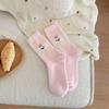 Female Autumn and Winter Thickened Warm Lovely Pink Moon Floor Sleep Tube Cotton Socks