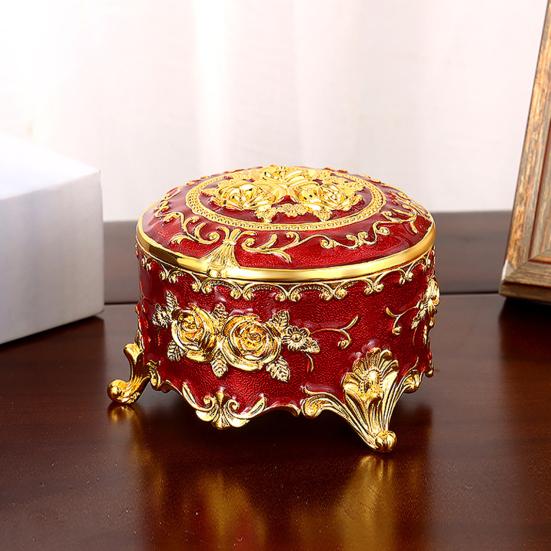 Jewelry Box Vintage Storage Reusable Unique Rose Pattern Organizer for Bedroom