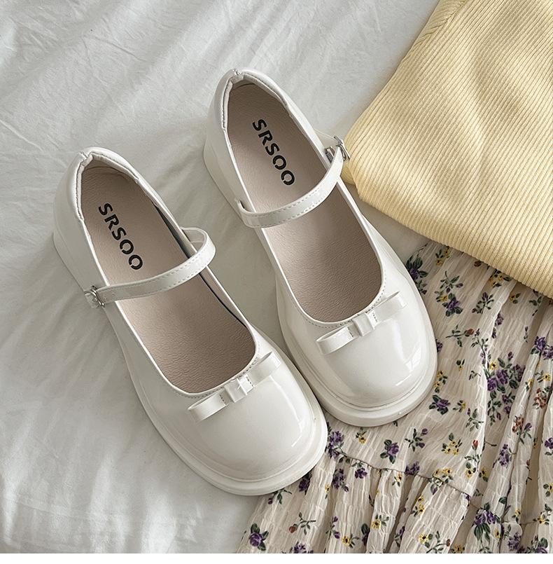 Туфли Мэри Джейн на высоком каблуке в французском стиле, женские, новинка 2025 года, коричневые, с круглым носком, с бантом, в британском стиле, маленькие кожаные туфли