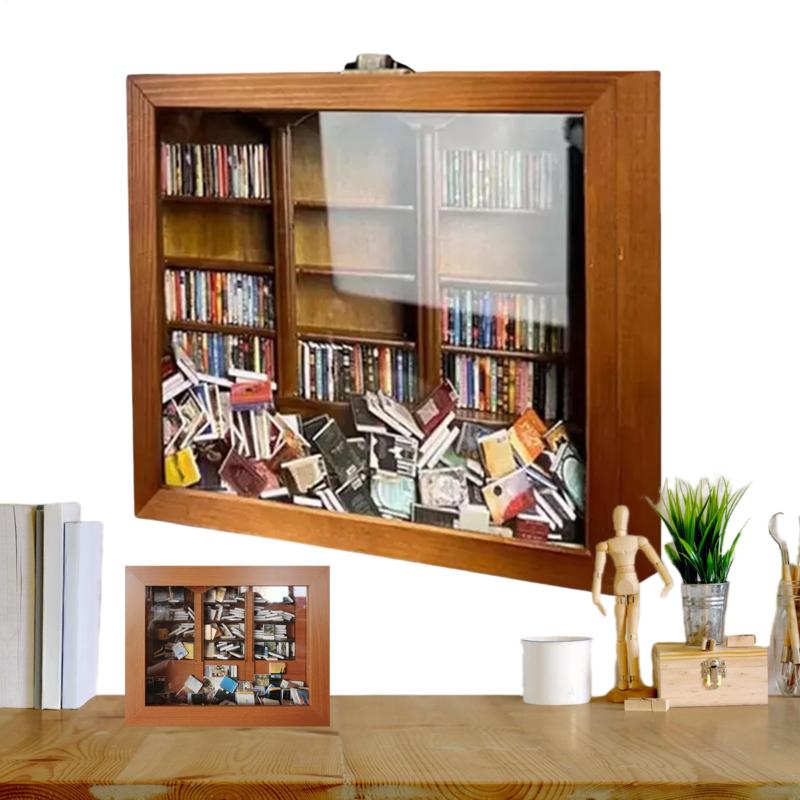 Miniature Bookshelf Ornament Stress Relieving Miniature Book Boxes Display Shelf Deformation Resistance Stylish for Bookstore
