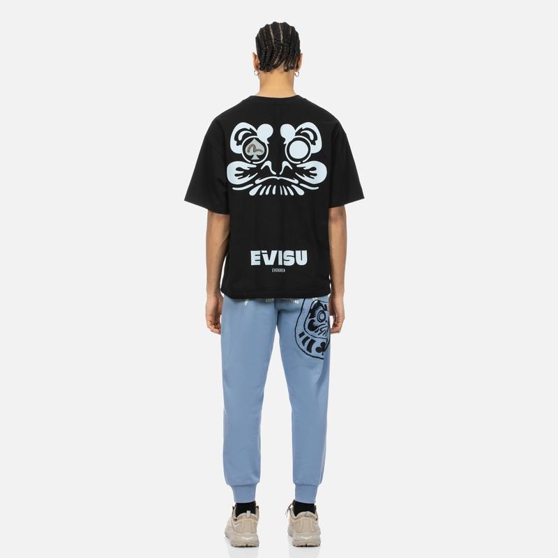 Evisu Мужская широкая короткорукавная футболка с принтом Червовый Дарума и кости Топы 2ESHTM4TS1076LFCT