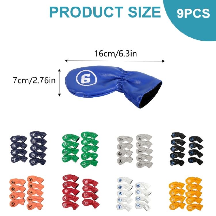 9 шт. Чехлы на головки клюшек для гольфа Подходят для большинства брендов Гольф PU Кожа Железо Водонепроницаемые Чехлы на головки клюшек для гольфа Чехлы на головки железа для гольфа