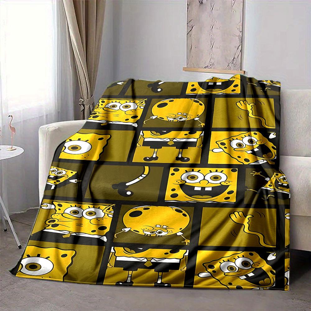 1 шт. Фланелевое плед-одеяло Губка Боб Квадратные Штаны HD Печать Легкое Мягкое Теплое Всесезонное Одеяло для Дивана, Кровати, Путешествий, Кемпинга Машинная стирка