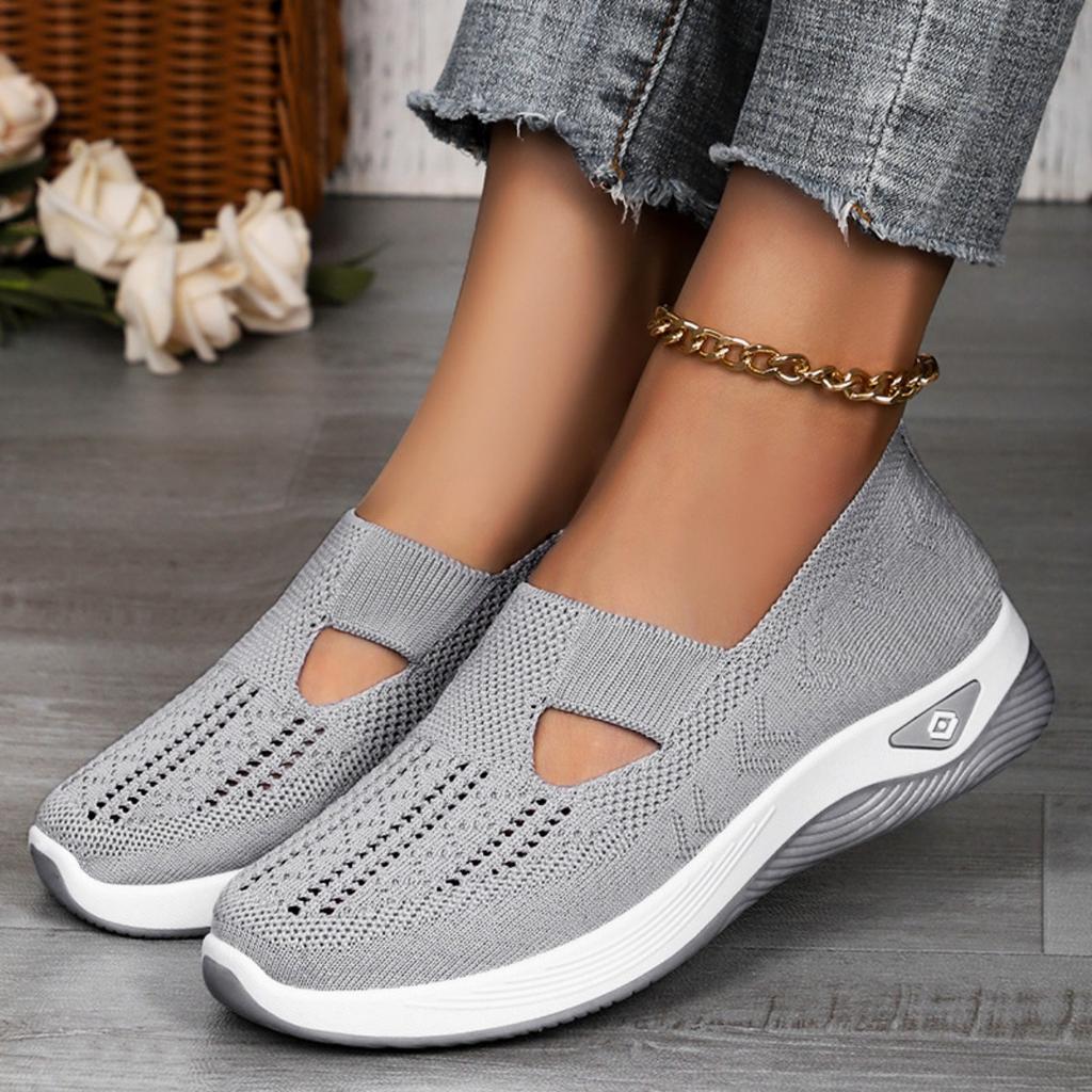 Women's Casual Shoes with One Foot, Plus Size Women's Shoes, Single Shoes, Fly Woven Breathable Cloth Shoes
